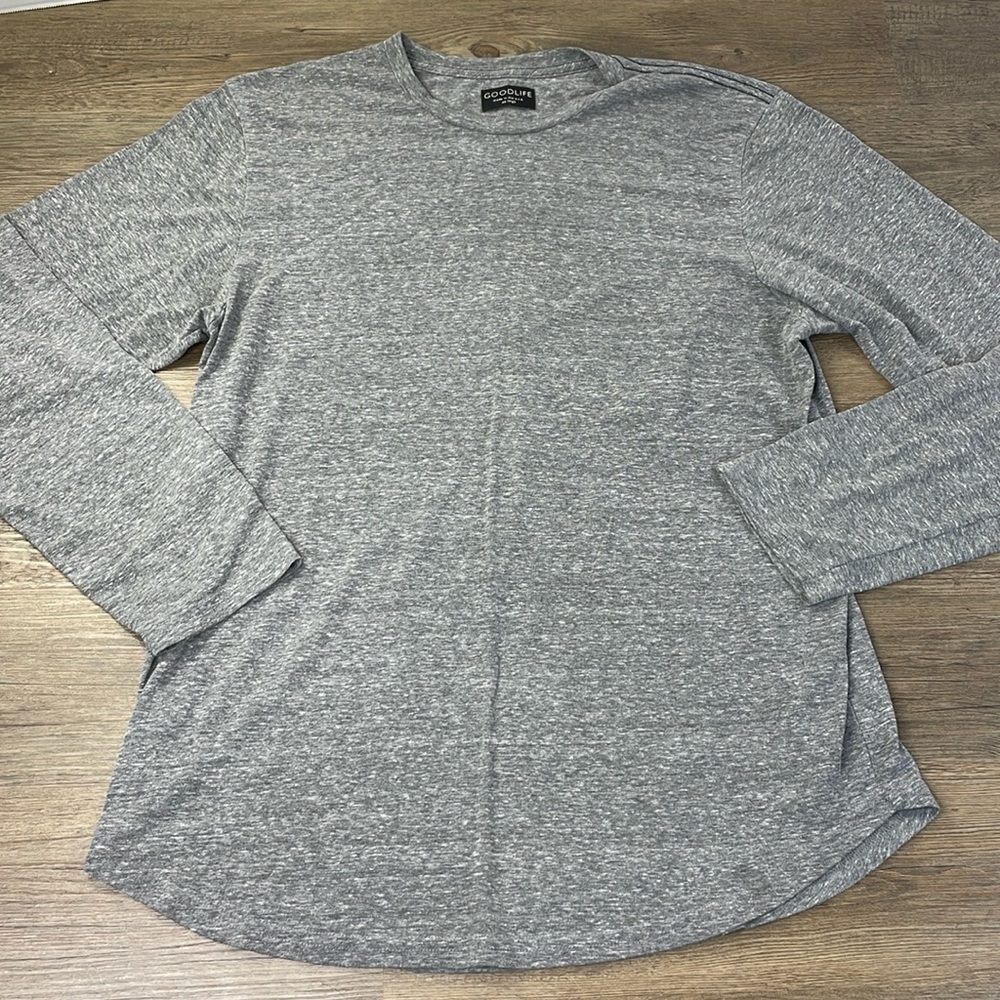 Goodlife Men’s Long Sleeve Grey Crewneck Tee Shirt, size XXL